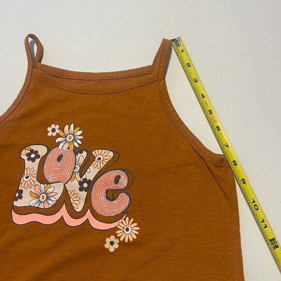 Wonder Nation Girls Love Graphic Rust Brown Tank Top  L 10-12 Plus - Picture 9 of 10